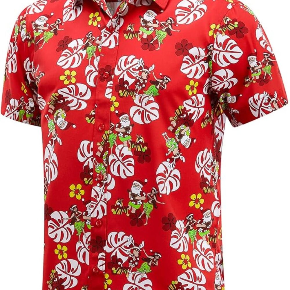 Men's Santa Hawaiian Shirt NWOT
